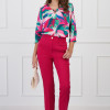 Pantaloni Moze fucsia cu pliuri si buzunare