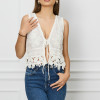 Top Ariana alb cu broderie