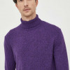 United Colors of Benetton pulover din amestec de lana barbati, culoarea violet, light, cu guler