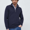 Gant pulover de bumbac culoarea albastru marin, light, cu turtleneck