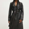 Answear Lab palton de piele femei, culoarea negru, de tranzitie