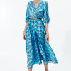 Rochie eleganta Yolanda Bleu cu imprimeu