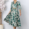 Rochie eleganta Yolanda Verde cu imprimeu alb