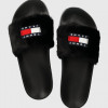 Tommy Jeans papuci TJW FUR POOL SLIDE femei, culoarea negru, EN0EN02410