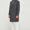 Sisley palton din lana culoarea gri, de tranzitie, cu doua randuri de nasturi