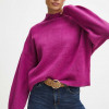 Medicine pulover din amestec de lana femei, culoarea roz, călduros, cu turtleneck