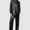 AllSaints pantaloni Charli femei, culoarea negru, lat, medium waist