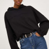 Answear Lab bluza femei, culoarea negru, cu glugă, neted